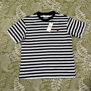 Ami Paris Black & White Ami De Cœur T Shirt